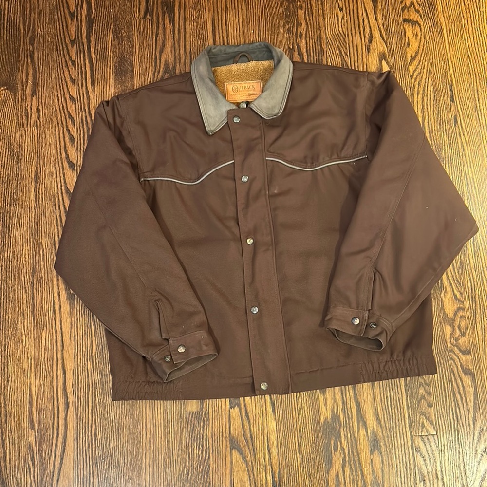 Men's Brown Work Jacket with Contrast Collar